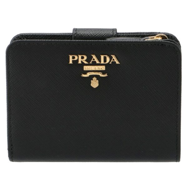 1ml018zlp61h 1 PRADA Bifold Saffiano Bicolor Mini Wallet Black x Pink