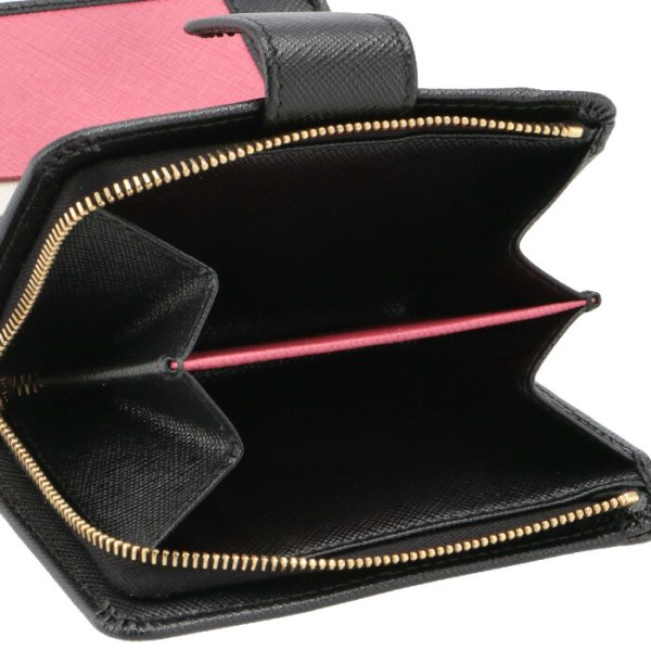 1ml018zlp61h 6 PRADA Bifold Saffiano Bicolor Mini Wallet Black x Pink