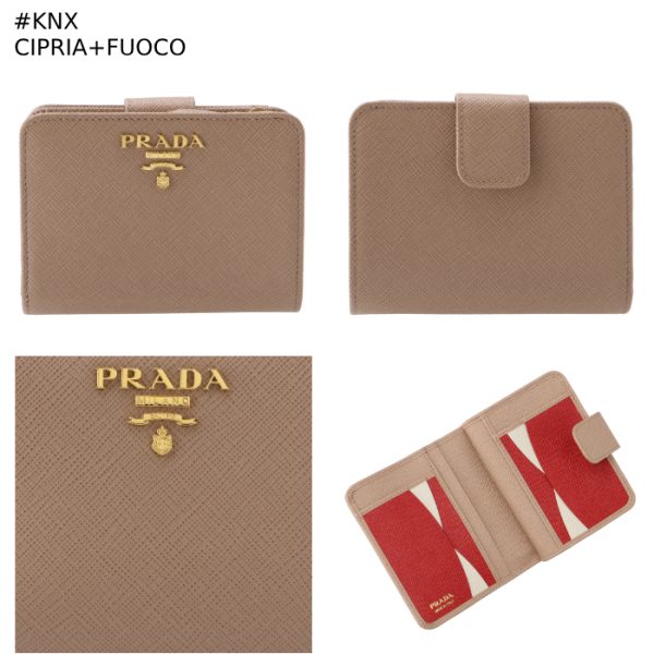 1ml018zlp 7 PRADA Bifold Saffiano Bicolor Compact Wallet