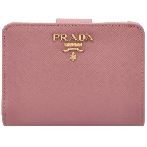 1ml018zlpfz3 1 PRADA Bifold Saffiano Bicolor Mini Wallet Pink