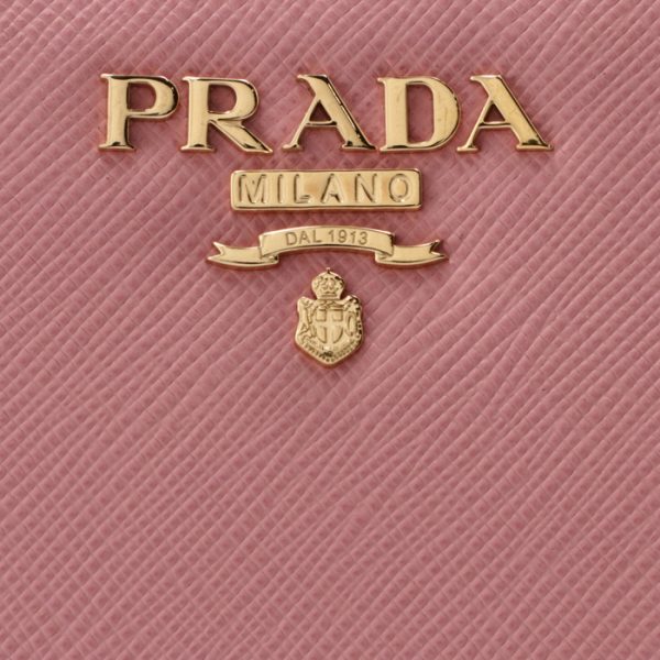 1ml018zlpfz3 3 PRADA Bifold Saffiano Bicolor Mini Wallet Pink