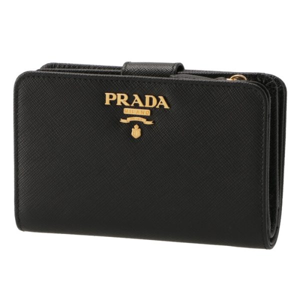 1ml225qwa002 PRADA Bifold Saffiano Wallet Black