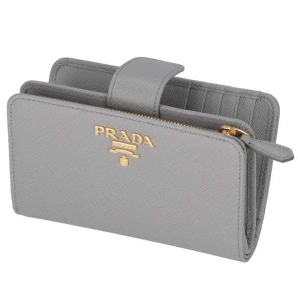 1ml225qwa424 PRADA Bifold Saffiano Wallet Gray