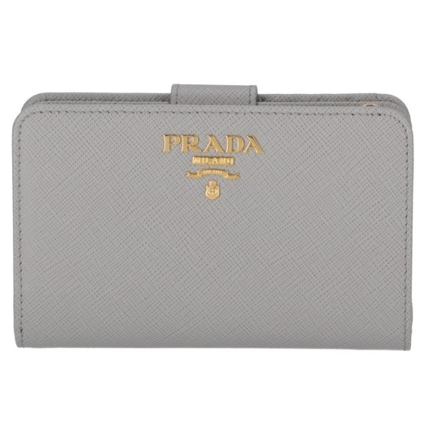 1ml225qwa424 1 PRADA Bifold Saffiano Wallet Gray