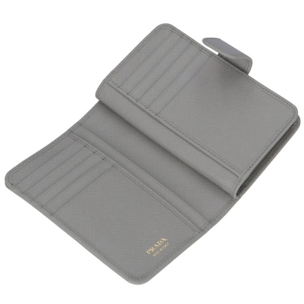 1ml225qwa424 4 PRADA Bifold Saffiano Wallet Gray