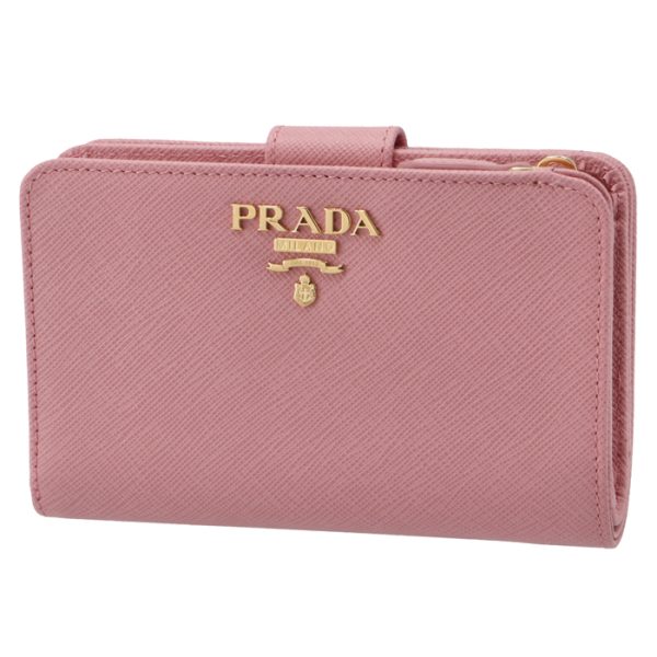 1ml225qwa442 PRADA Bifold Saffiano Wallet Pink