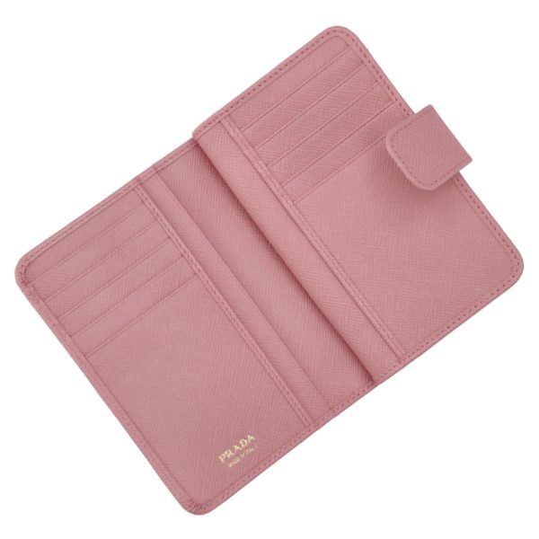 1ml225qwa442 4 PRADA Bifold Saffiano Wallet Pink