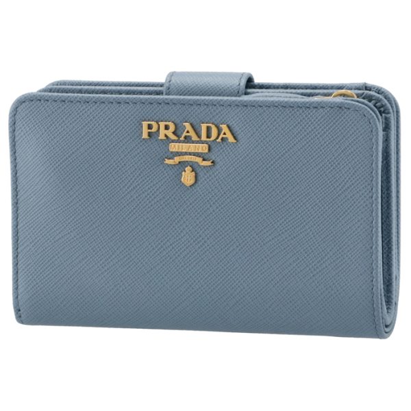 1ml225qwa637 PRADA Bifold Saffiano Wallet Blue