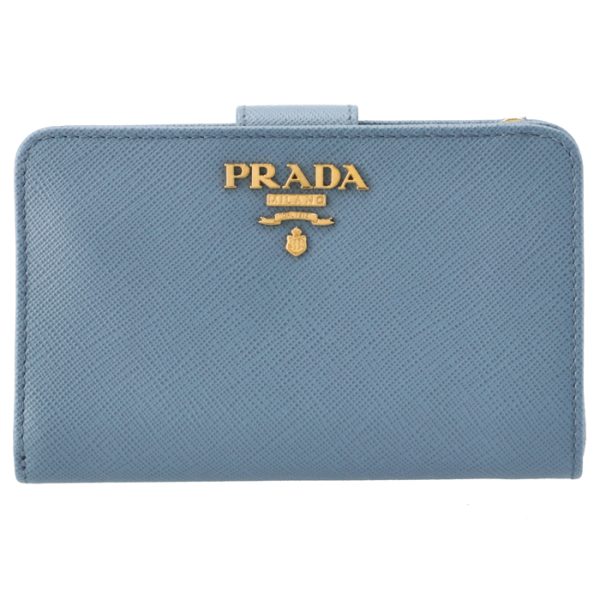 1ml225qwa637 1 PRADA Bifold Saffiano Wallet Blue