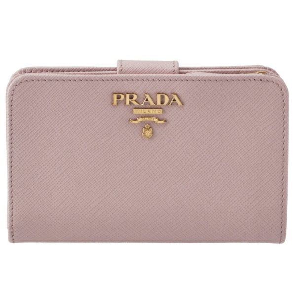 1ml225qwae18 1 PRADA Bifold Folding Saffiano Wallet Pink