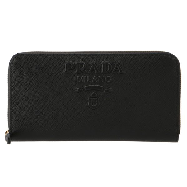 1ml5062d1q002 1 PRADA Saffiano Round Zip Wallet Black