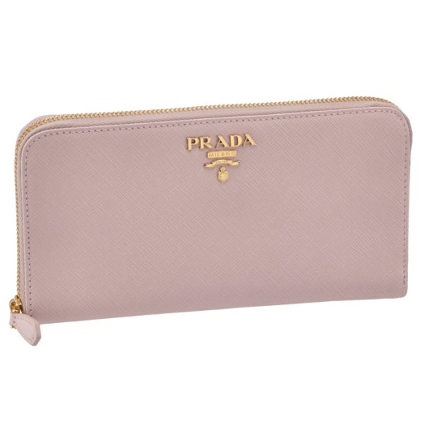 1ml506qwae18 PRADA Saffiano Round Zip Wallet Pink