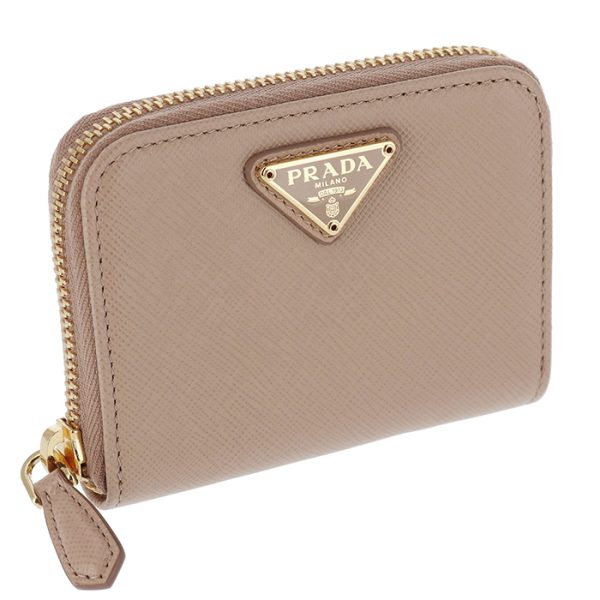 1mm268qhh236 PRADA Saffiano Leather Coin Purse Beige