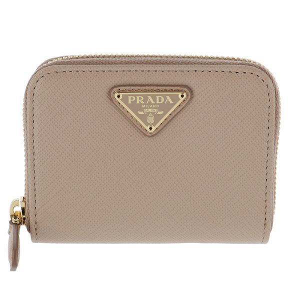 1mm268qhh236 1 PRADA Saffiano Leather Coin Purse Beige