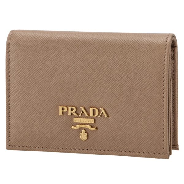 1mv021qwa236 PRADA Bifold Saffiano Mini Wallet Beige