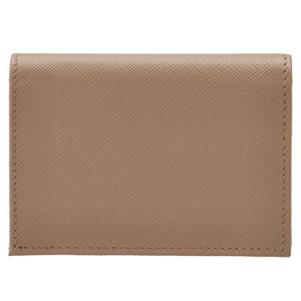 1mv021qwa236 2 PRADA Bifold Saffiano Mini Wallet Beige