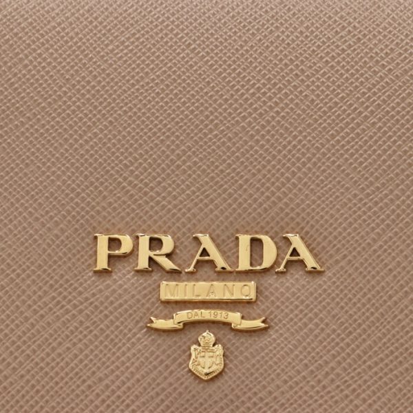 1mv021qwa236 3 PRADA Bifold Saffiano Mini Wallet Beige