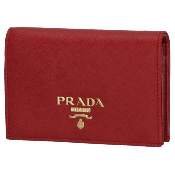 1mv021qwa68z PRADA Bifold Saffiano Wallet Red