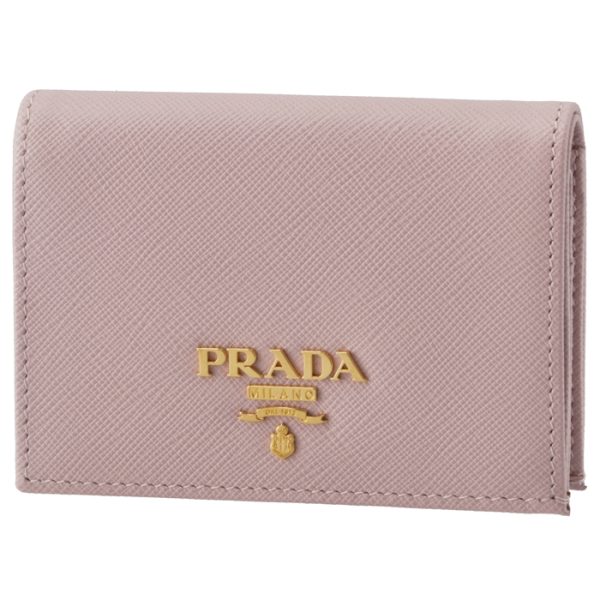 1mv021qwae18 PRADA Bifold Saffiano Mini Wallet Pink