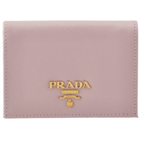 1mv021qwae18 1 PRADA Bifold Saffiano Mini Wallet Pink