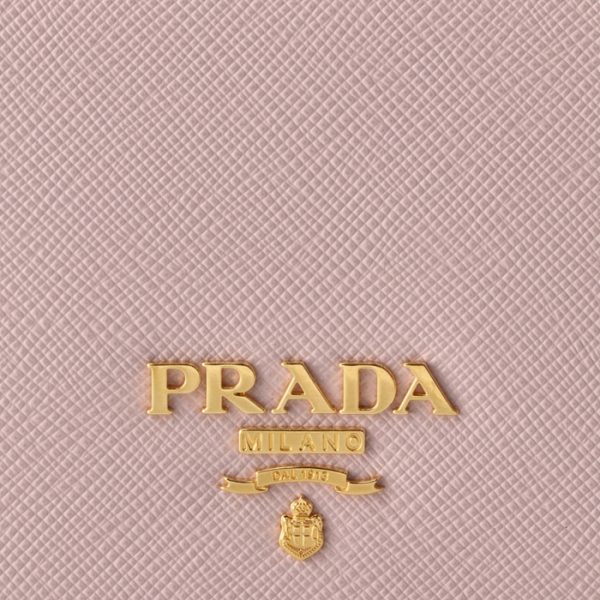 1mv021qwae18 3 PRADA Bifold Saffiano Mini Wallet Pink