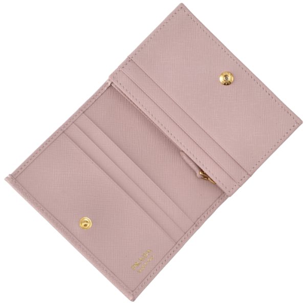 1mv021qwae18 4 PRADA Bifold Saffiano Mini Wallet Pink