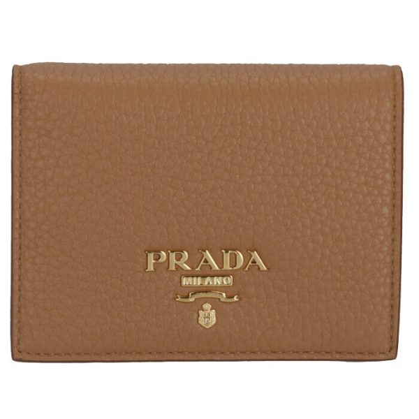 1mv2042bg5nv3 1 PRADA Bifold Calf Leather Mini Wallet Brown x Orange