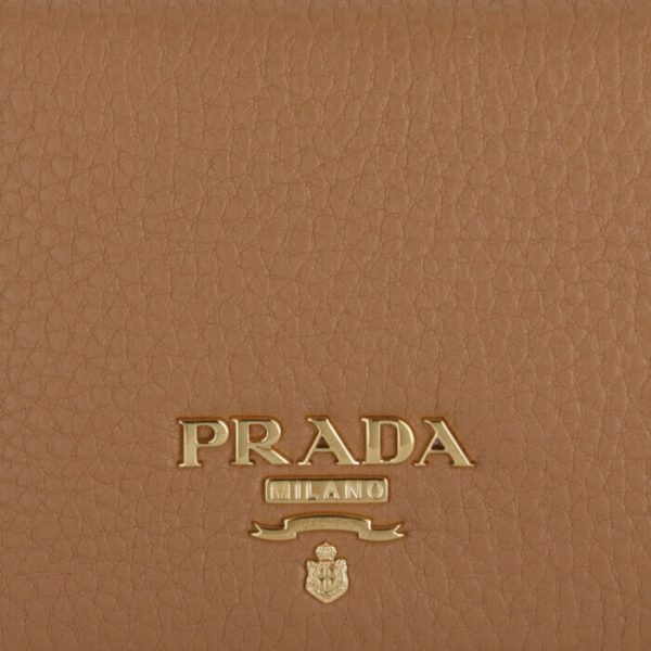 1mv2042bg5nv3 3 PRADA Bifold Calf Leather Mini Wallet Brown x Orange