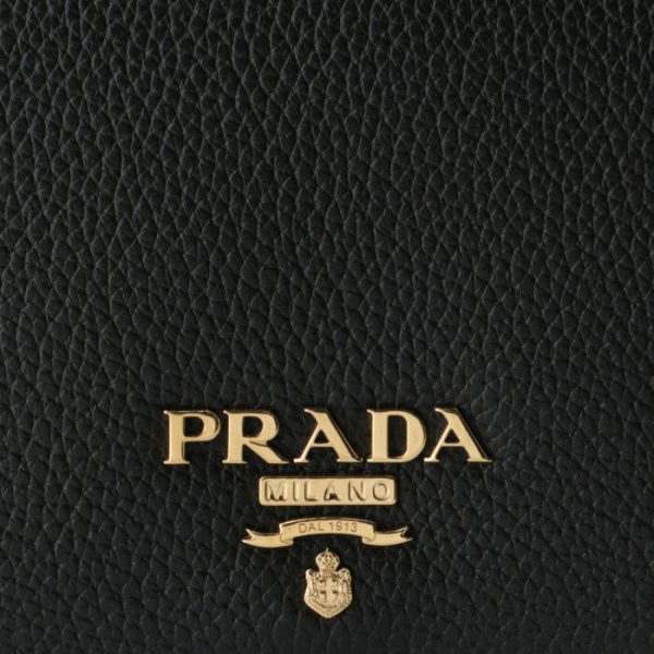 1mv2042bg5wcl 3 PRADA Bifold Calf Leather Mini Wallet Black x Beige