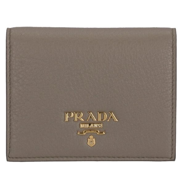 1mv2042bg5xqy 1 PRADA Bifold Calf Leather Mini Wallet Gray x Pink