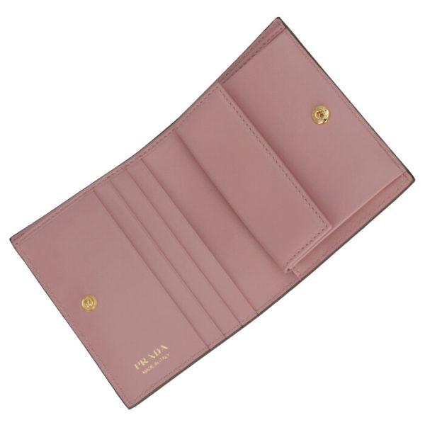 1mv2042bg5xqy 4 PRADA Bifold Calf Leather Mini Wallet Gray x Pink