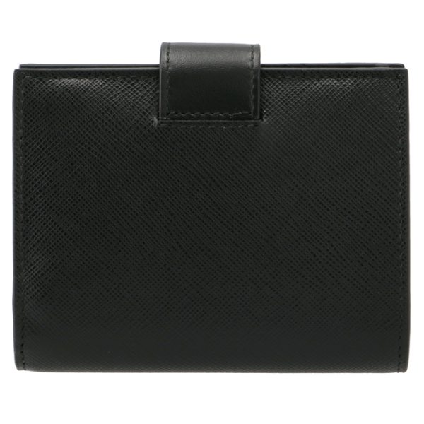 1mv2042dyg002 2 PRADA Bifold Saffiano Triangle Mini Wallet Black