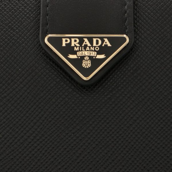 1mv2042dyg002 3 PRADA Bifold Saffiano Triangle Mini Wallet Black