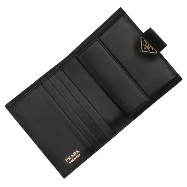 1mv2042dyg002 4 PRADA Bifold Saffiano Triangle Mini Wallet Black