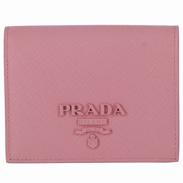 1mv2042ebw442 1 PRADA Mini Wallet Saffiano Leather Bifold Pink