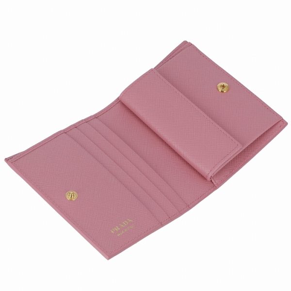 1mv2042ebw442 4 PRADA Mini Wallet Saffiano Leather Bifold Pink