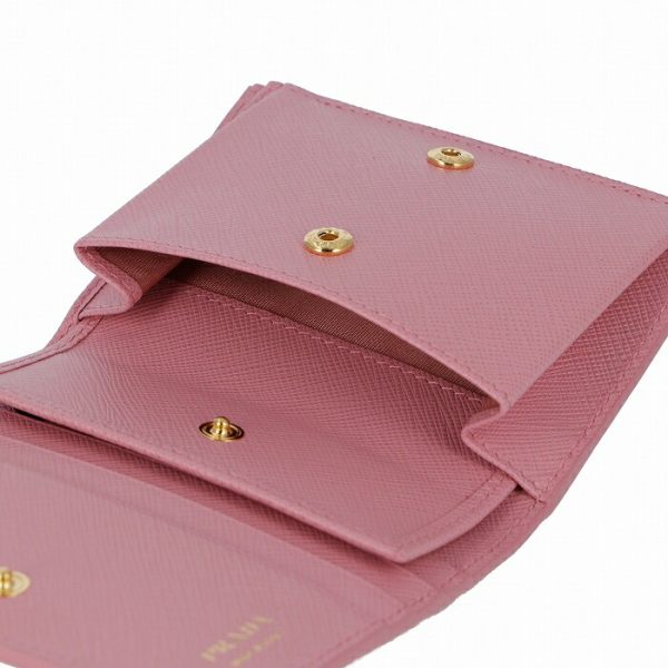 1mv2042ebw442 6 PRADA Mini Wallet Saffiano Leather Bifold Pink