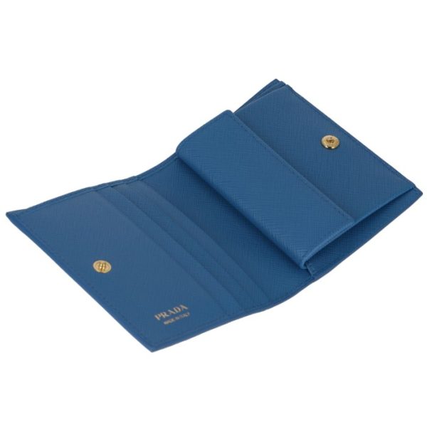 1mv2042ebwnof 4 PRADA Mini Wallet Saffiano Shine Bifold Blue