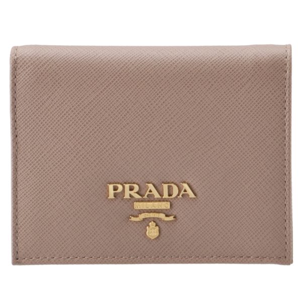 1mv204qwa236 1 PRADA Mini Wallet Saffiano Metal Bifold Beige