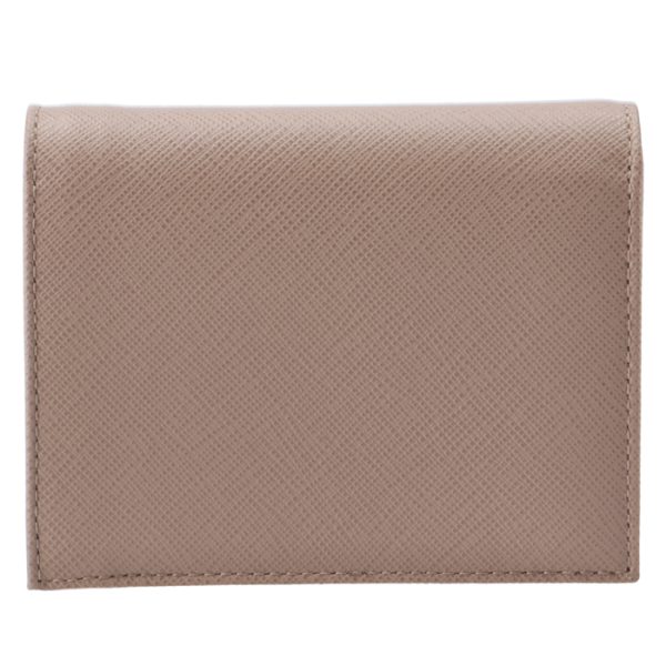 1mv204qwa236 2 PRADA Mini Wallet Saffiano Metal Bifold Beige