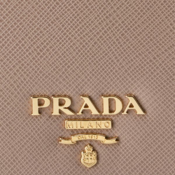 1mv204qwa236 3 PRADA Mini Wallet Saffiano Metal Bifold Beige