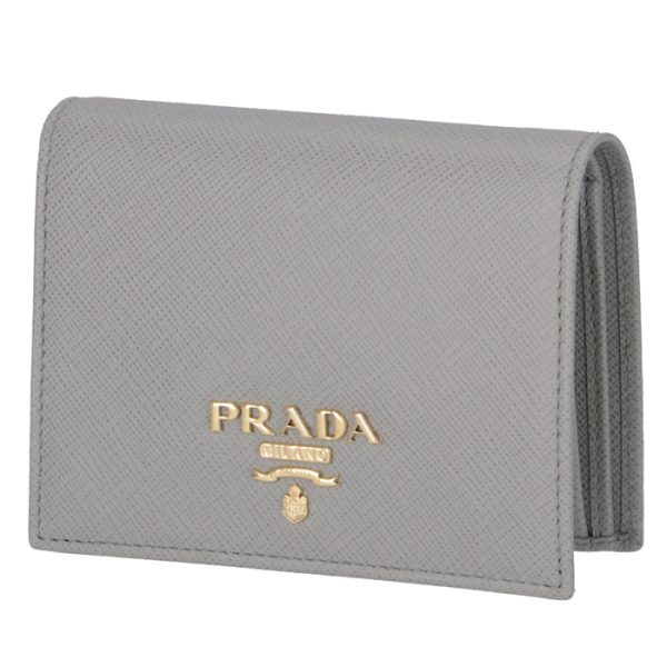 1mv204qwa424 PRADA Bifold Mini Wallet Saffiano Gray