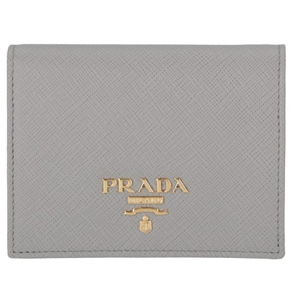 1mv204qwa424 1 PRADA Bifold Mini Wallet Saffiano Gray