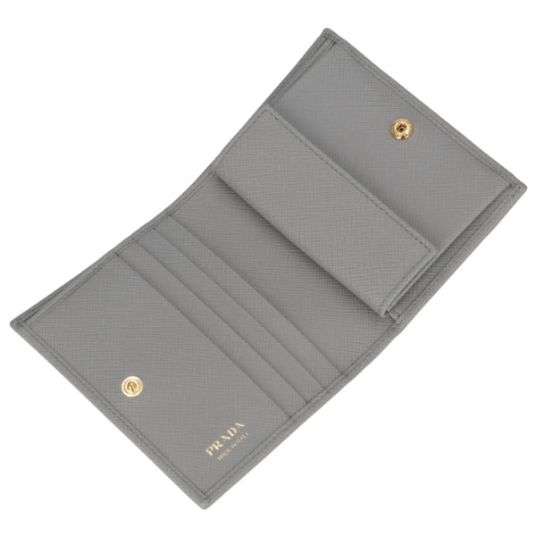 1mv204qwa424 4 PRADA Bifold Mini Wallet Saffiano Gray