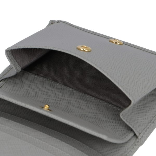 1mv204qwa424 6 PRADA Bifold Mini Wallet Saffiano Gray