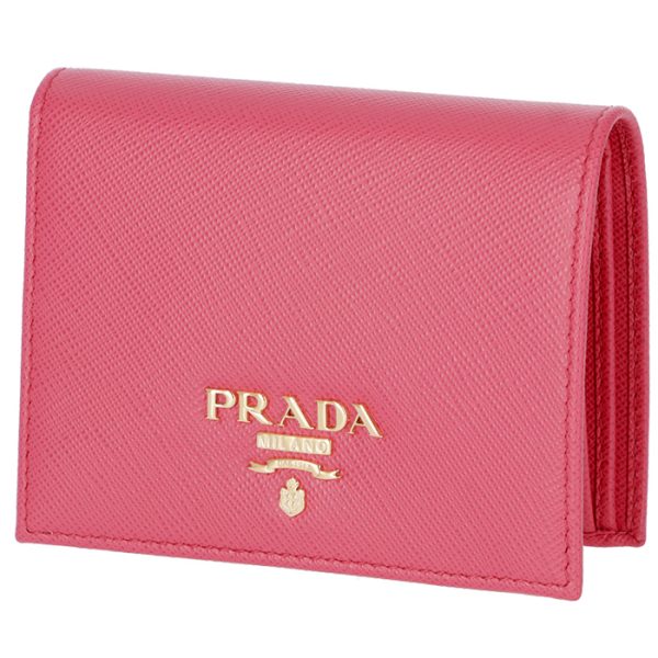 1mv204qwa505 PRADA Saffiano Bifold Mini Wallet Pink