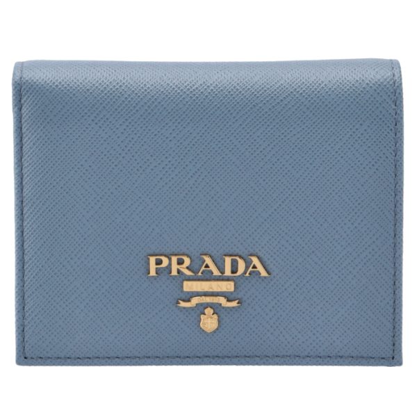 1mv204qwa637 1 PRADA Bifold Mini Wallet Saffiano Blue