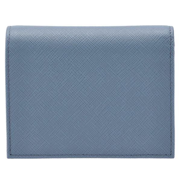 1mv204qwa637 2 PRADA Bifold Mini Wallet Saffiano Blue