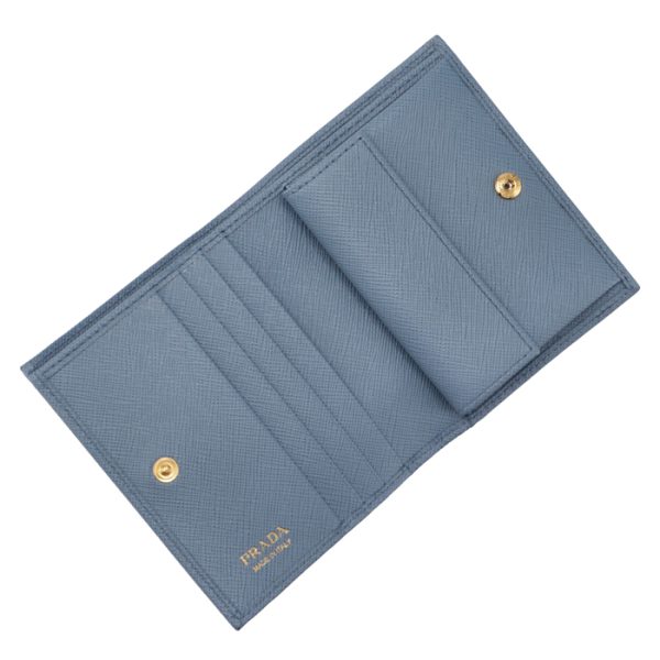 1mv204qwa637 4 PRADA Bifold Mini Wallet Saffiano Blue