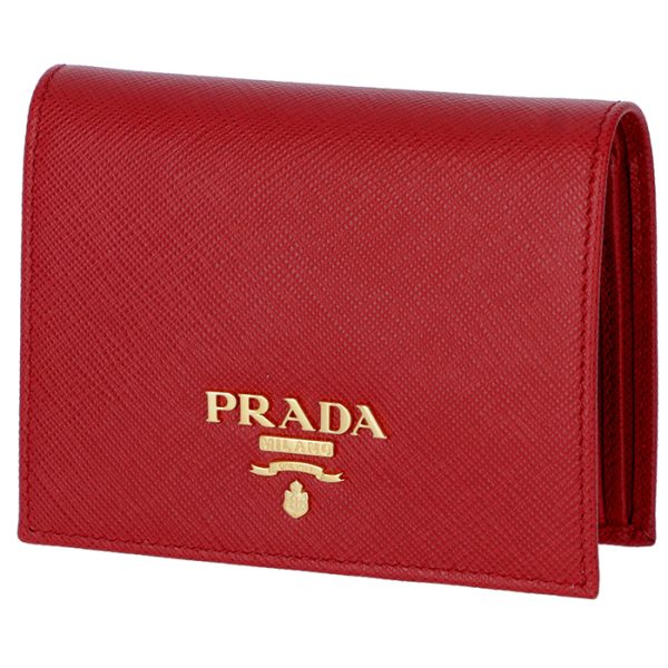 1mv204qwa68z PRADA Saffiano Bifold Mini Wallet Red